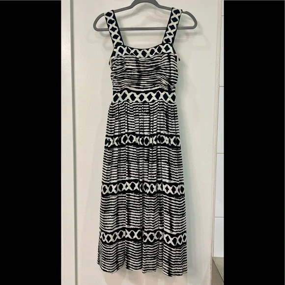 Tracy Reese Dresses | Tracy Reese A-Line, Midi Dress Size Xs. Multicolored Black, Brown, & White. | Color: Black/Brown/Red/White | Size: Xs |